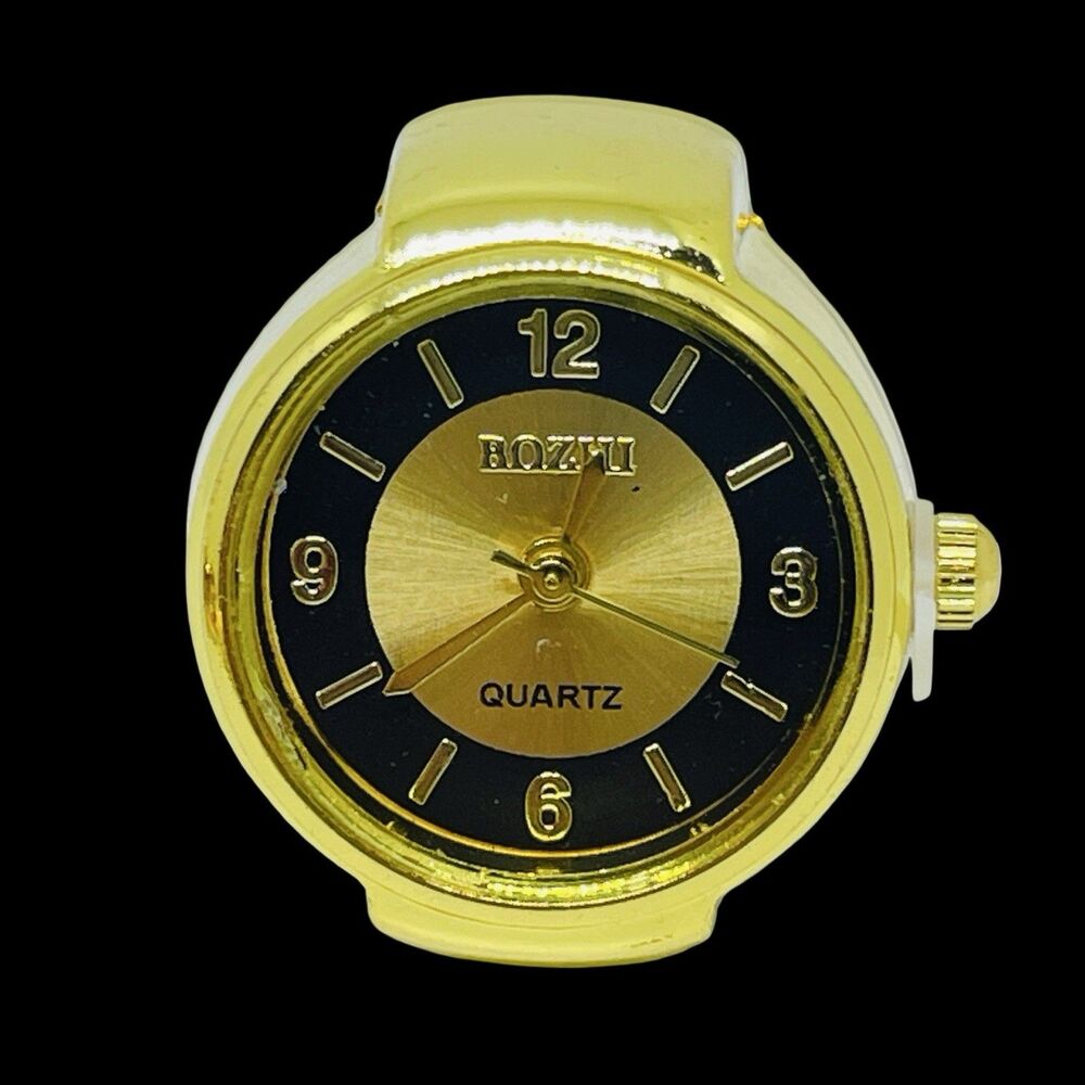BOZHI Ring Watch Gold Design With Crystals New